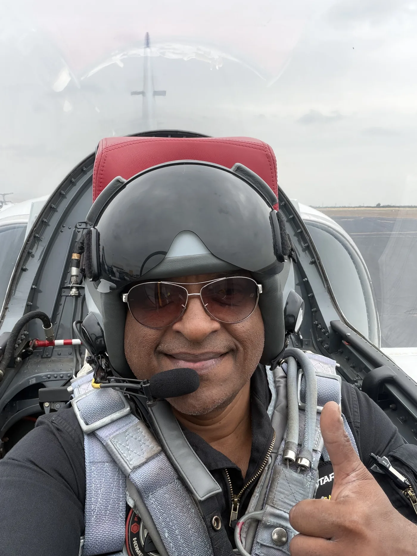 Capt. Augustine Joseph in the cockpit