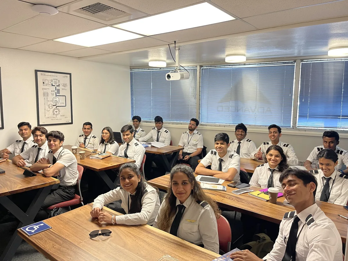 Cadets in a ground-school classroom at AIAA